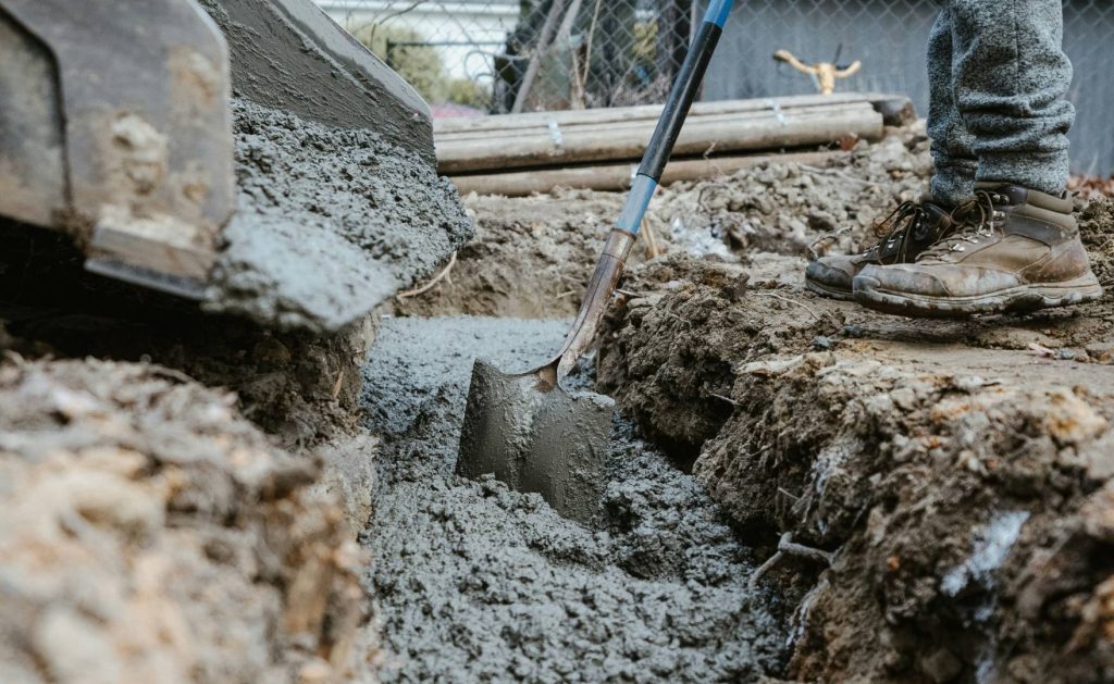 pouring ready mix concrete